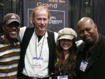 Ron Harris (multi-plantium producer) with Nikki Flores (singer-songwriter) and Bill "Buddha" Dickens (top-session bass player)